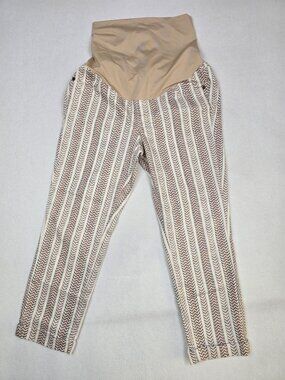 Loft Maternity Striped Chevron Pants Size 6 Beige & Brown